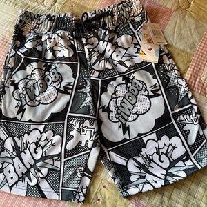 OH Snap Size‎ S Men’s Comic Print  Shorts 28” waist NWT Black & White